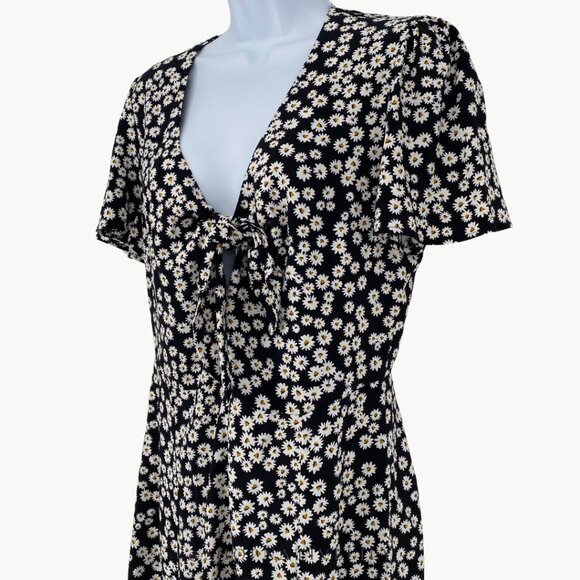 Sézane Women's Norabel Daisies Floral Button Down Mini Dress Sz 40 (US 8), Black - Picture 4 of 13